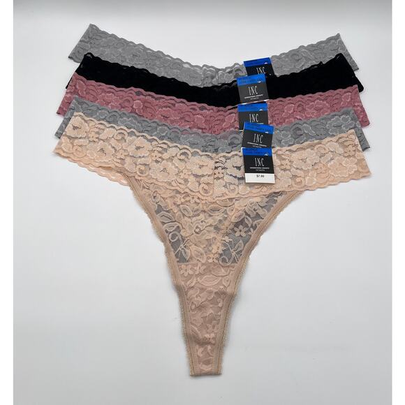 I.N.C. INTERNATIONAL CONCEPTS WOMENS LACE THONG UNDERWEAR MULTI COLOR 5 PACK XL - Picture 2 of 7